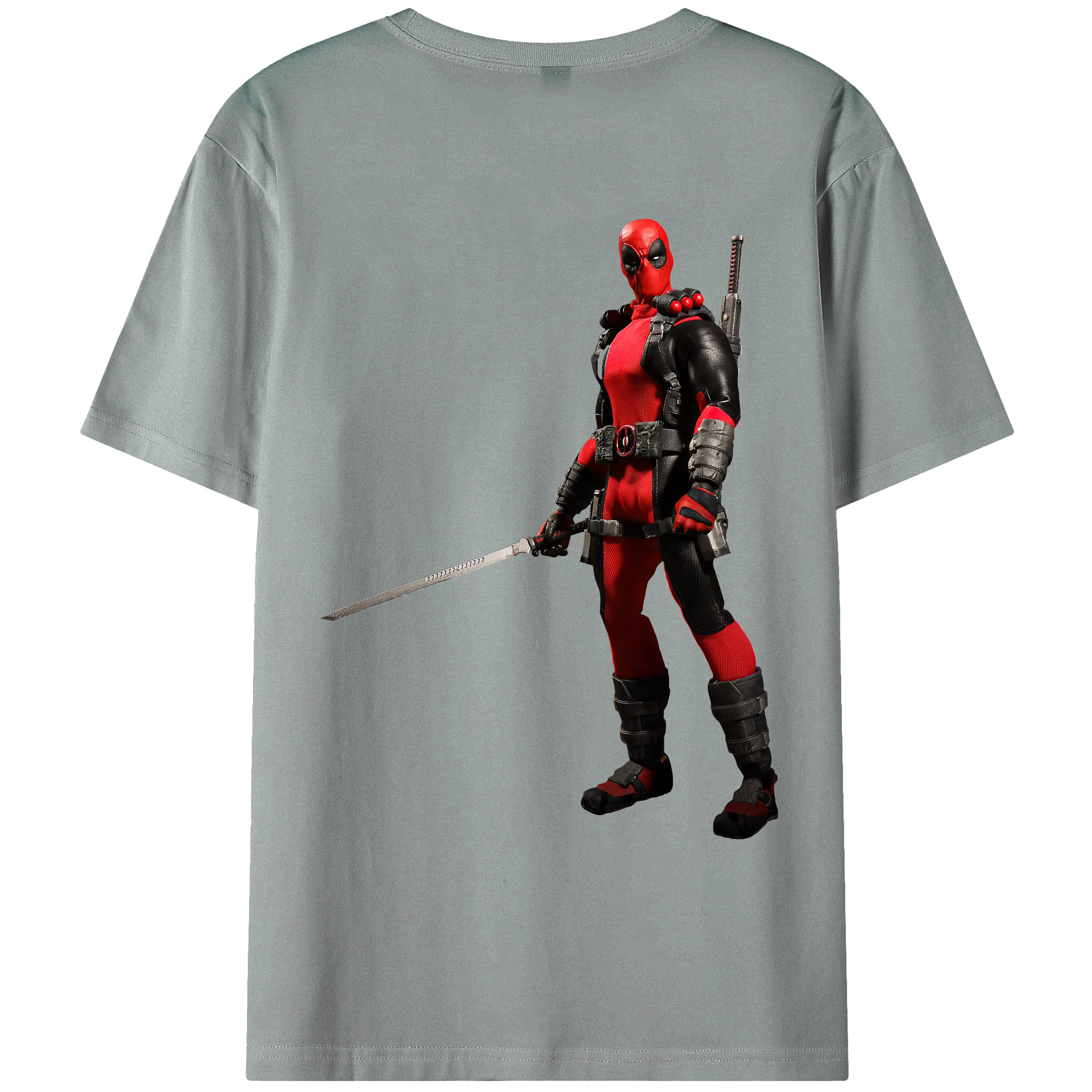 （画像用） Deadpool デッドプール 綿100％ メンズ半袖Tシャツ（バックプリント） 通気性